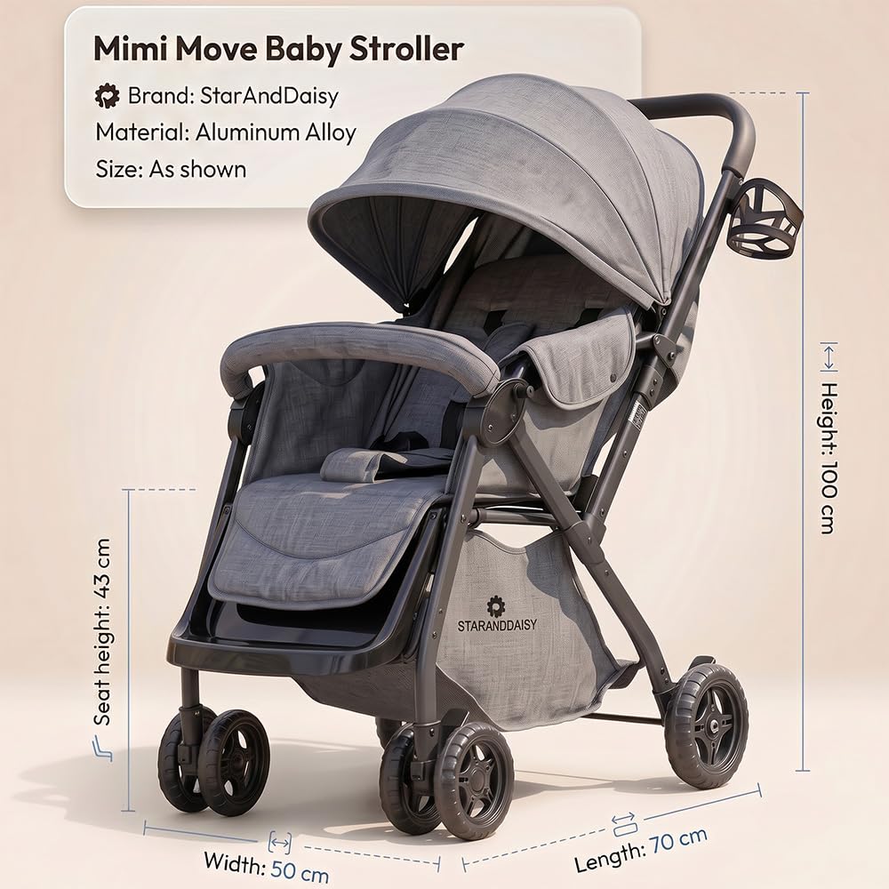 StarAndDaisy Foldable Stroller - Lightweight & Travel Pram -8