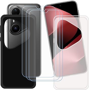 2 Pack Black + Translucent Silicone Cover for Huawei Pura 80 Ultra 6.8" + 3 Pack HD Tempered Glass