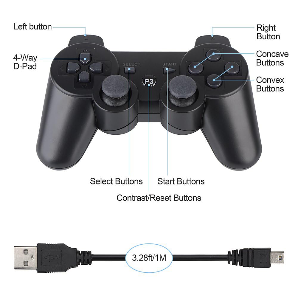 Aniann Controller Compatible with PS3 consoles-Six Axis Retropie