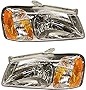 Evan-Fischer Headlight Set Compatible with 2000-2002 Hyundai Accent Left Driver and Right Passenger Side Halogen With bulb(s)