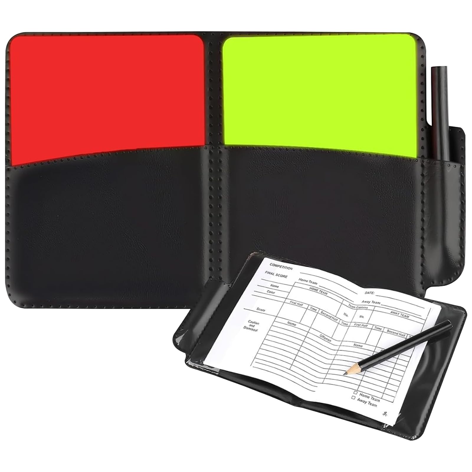 Juego de cartas de árbitro, kit de cuaderno de árbitro deportivo, tarjeta roja amarilla y bolsa de árbitro para fútbol