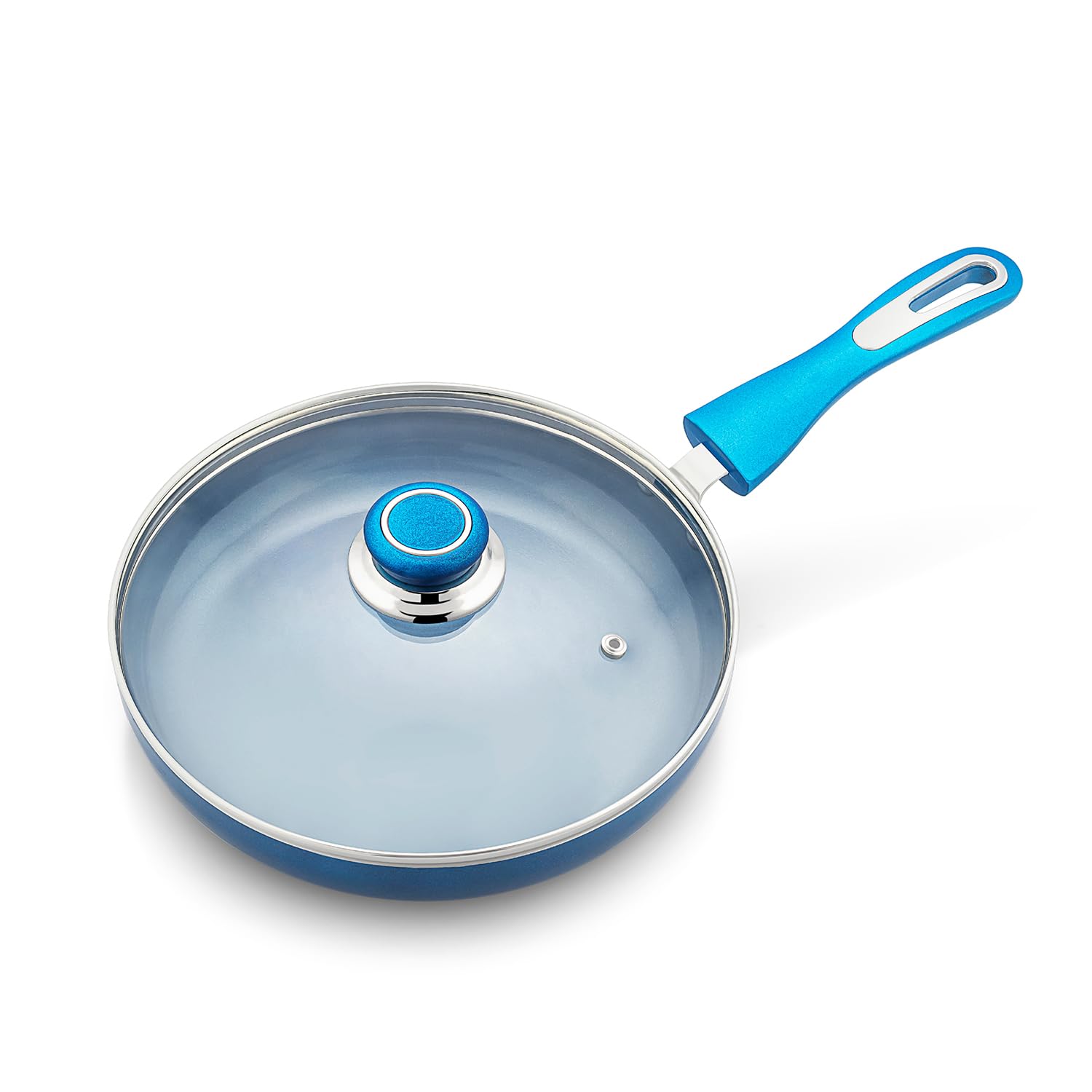 Amazon Brand - Solimo Blue Ceramic Non Stick Induction Fry Pan 24Cm with Glass Lid (B0CYH764LG) Amazon Price History, Amazon Price Tracker