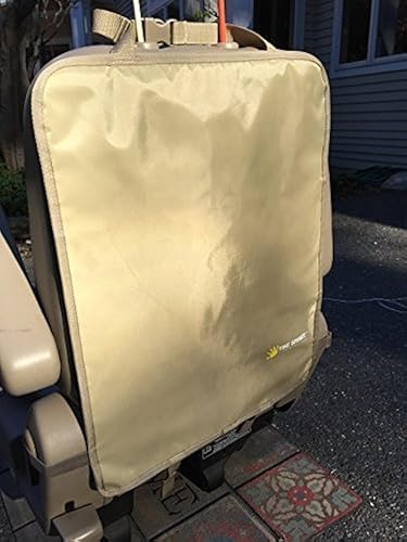 TIKE SMART Alfombrillas prémium Protectores de respaldo de asiento de lujo y fundas de asiento con correa invisible Paquete de 2 Bronceado (beige)