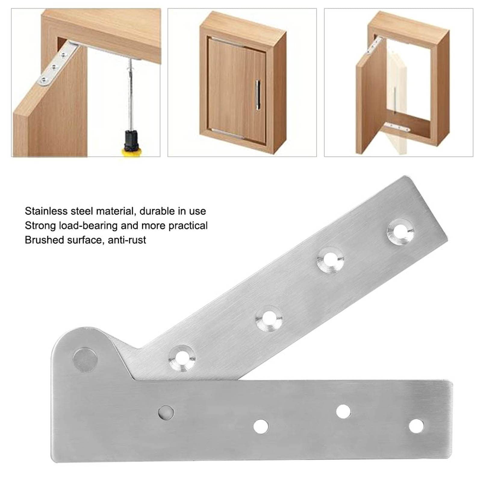 2Pcs Stainless Steel Door Pivot Hinge, 180°Rotation Door Shaft Hinge Concealing Door Hinge Household Hinge Hidden Bookcase Hinges Secret Door Hinge
