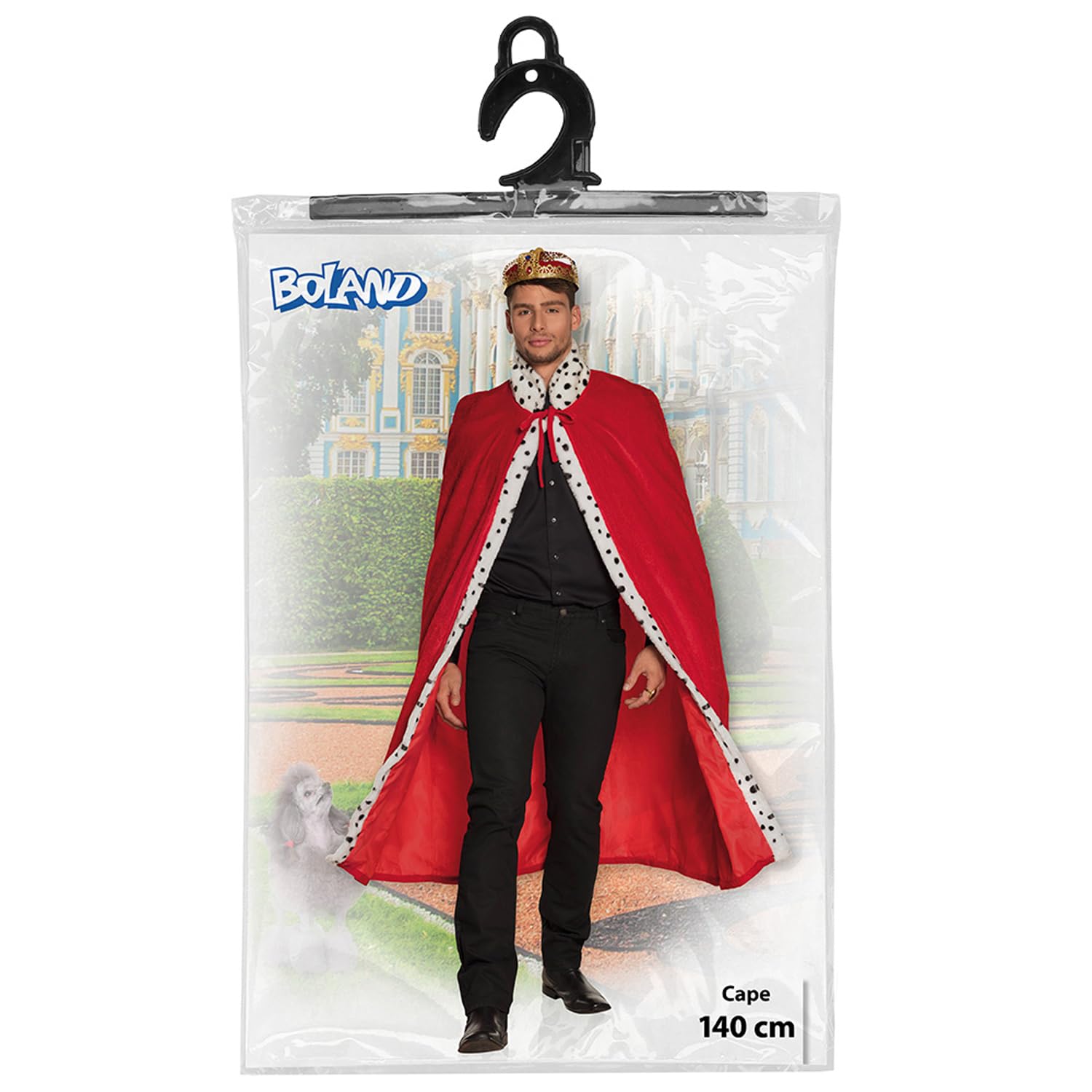 Boland 36101 – Túnica De Rey Deluxe, 130 Cm De Largo, Terciopelo Rojo Con Piel Falsa De Armiño, Ideal Para Carnaval Y Fiestas De Disfraces