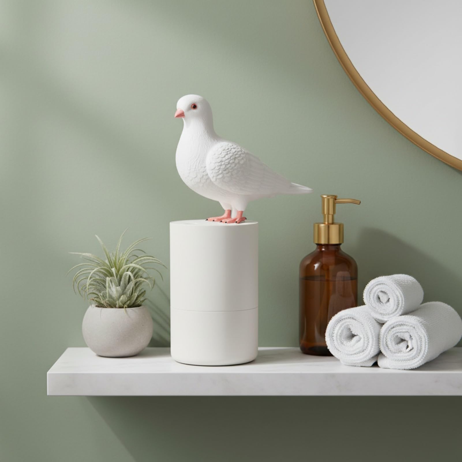 Distributore di sapone automatico in schiuma, distributore di sapone per uccelli induzione senza touch gustosa rondella di piccione divertente per bagno da cucina