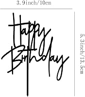 Vista 2 de Decoración de pastel de feliz cumpleaños DIY acrílico negro