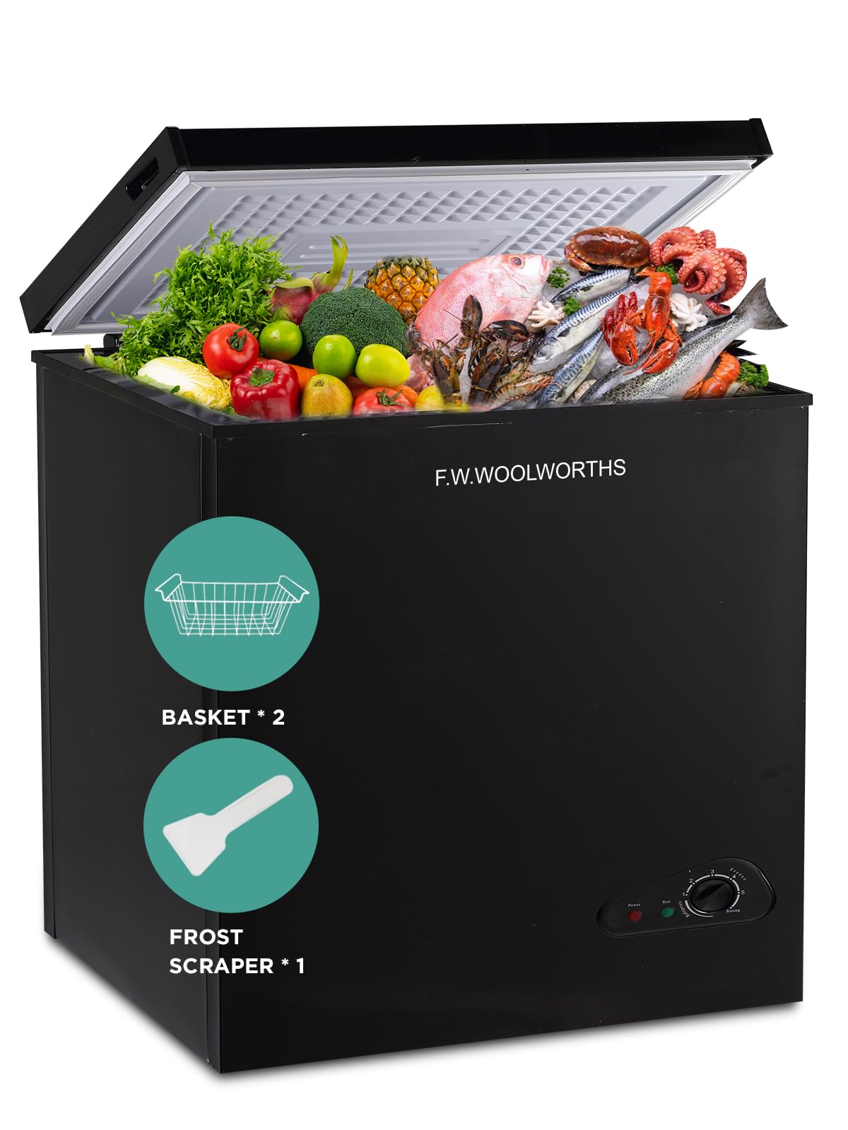 Congelador horizontal F W WOOLWORTHS de 7.0 pies cúbicos, control de temperatura de 7 velocidades, congelador profundo con cesta extraíble, congelador compacto para cocina, hogar, oficina, garaje, sótano, color negro