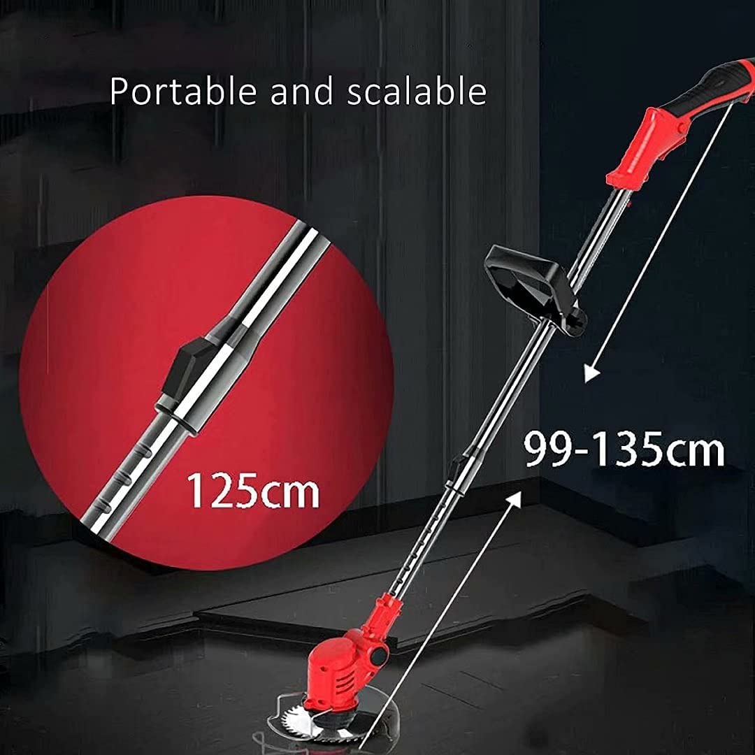 Desbrozadora de batería de 12 V, cortadora de césped inalámbrica, portátil, con Gafas Protectoras. El Cabezal se Puede Ajustar a 90° con 2 Barras