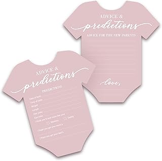 Perfect Occasion Baby Shower Advice & Prediction Cards - For 50 Guests - Pink Onesie Double Sided Advice + Predictions Cards - Minimalist Baby Shower Decorations & Games for Girls - (Set of 50)