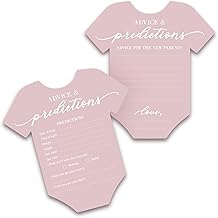 Perfect Occasion Baby Shower Advice & Prediction Cards - For 50 Guests - Pink Onesie Double Sided Advice + Predictions Cards - Minimalist Baby Shower Decorations & Games for Girls - (Set of 50)