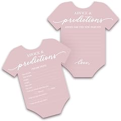 Perfect Occasion Baby Shower Advice Prediction Cards - For 50 Guests - Pink Onesie Double Sided Advice Predictions