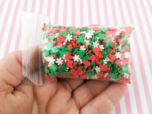 Miniatura 4 de Inedible Polymer Clay Fake Sprinkles CHK Decoden Funfetti Jimmies Mix Resin Christmas Vacation Deep Green and Red Mouse Ears V86 Container