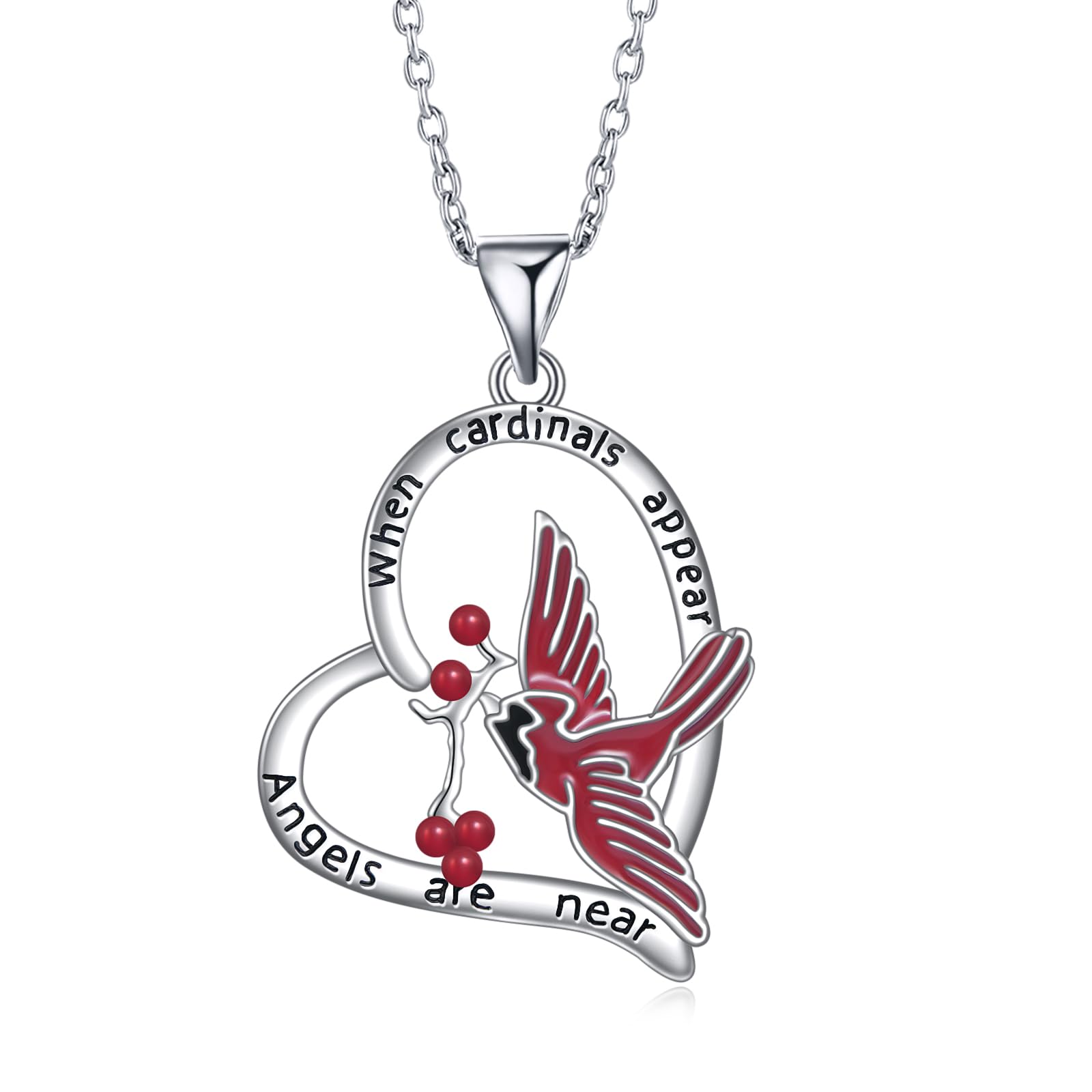 TALYKONG Cardinal Necklaces for Women Red Cardinal Heart Pendant Memorial Jewelry Gifts for Women