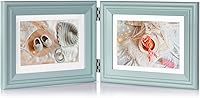 Vista 18 de Marco de fotos de madera doble con bisagras de 5 x 7 pulgadas horizontal y vertical en gris, pantalla de 4 x 6 pulgadas con paspartú o 5 x 7