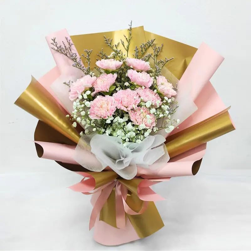 IFG's 10 Pink Carnations Bouquet in Pink Paper Wrap | Send Live Flower on Birthday, Anniversary, Father's Day, Mother's Day, Congratulations & Retirement | Natural Flower Delivery in 4 hrs-image-29