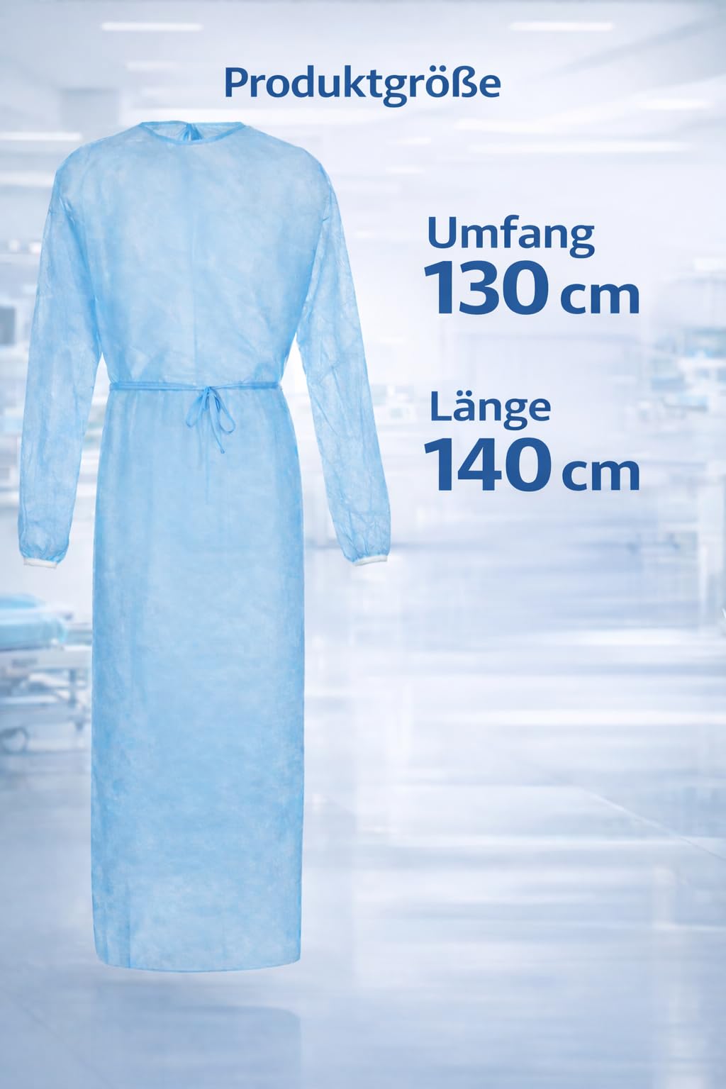 100 sztuk jednorazowych fartuchów dla gości, niebieskie – fartuchy ochronne, fartuchy op, fartuchy szpitalne, fartuchy dla pacjentów, jednorazowe fartuchy ochronne, do gabinetu, pielęgnacji i