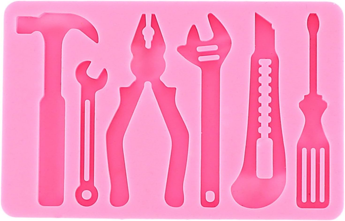 Tools Silicone Fondant Moulds Topper Hammer Spanner Tools Mold Chocolate Candy Jelly Mould Screwdriver and Hammer Fondant Mould for Cake Topper Dessert Decorating (Style 2)