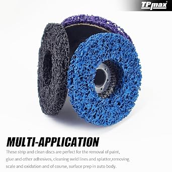 TPmax 4-1/2 x7/8'' Stripping Discs Rust Remover Wheel Remove Paint and Oxidation Poly Strip Wheel Disc Abrasive Angle Grinding Wheel - 3 Pack(Purple/Blue/Black)