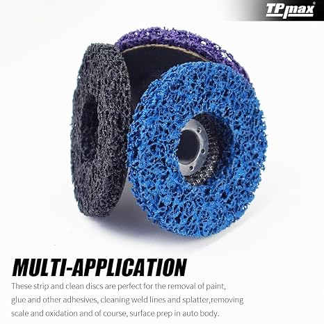 TPmax 4-1/2 x7/8'' Stripping Discs Rust Remover Wheel Remove Paint and Oxidation Poly Strip Wheel Disc Abrasive Angle Grinding Wheel - 3 Pack(Purple/Blue/Black)
