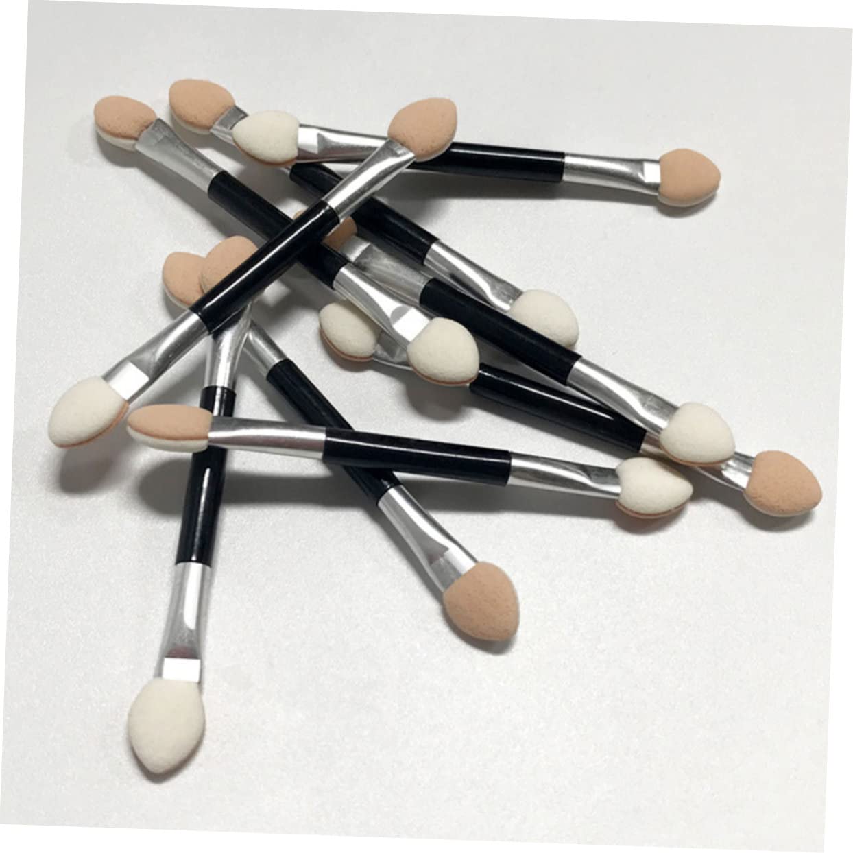 LIFKOME 30Pcs Double Headed Eyeshadow Brushes Portable Eye Makeup Applicators for Women Smooth Surface Latex Eye Shadow Sticks Aluminum Tube for Easy Application