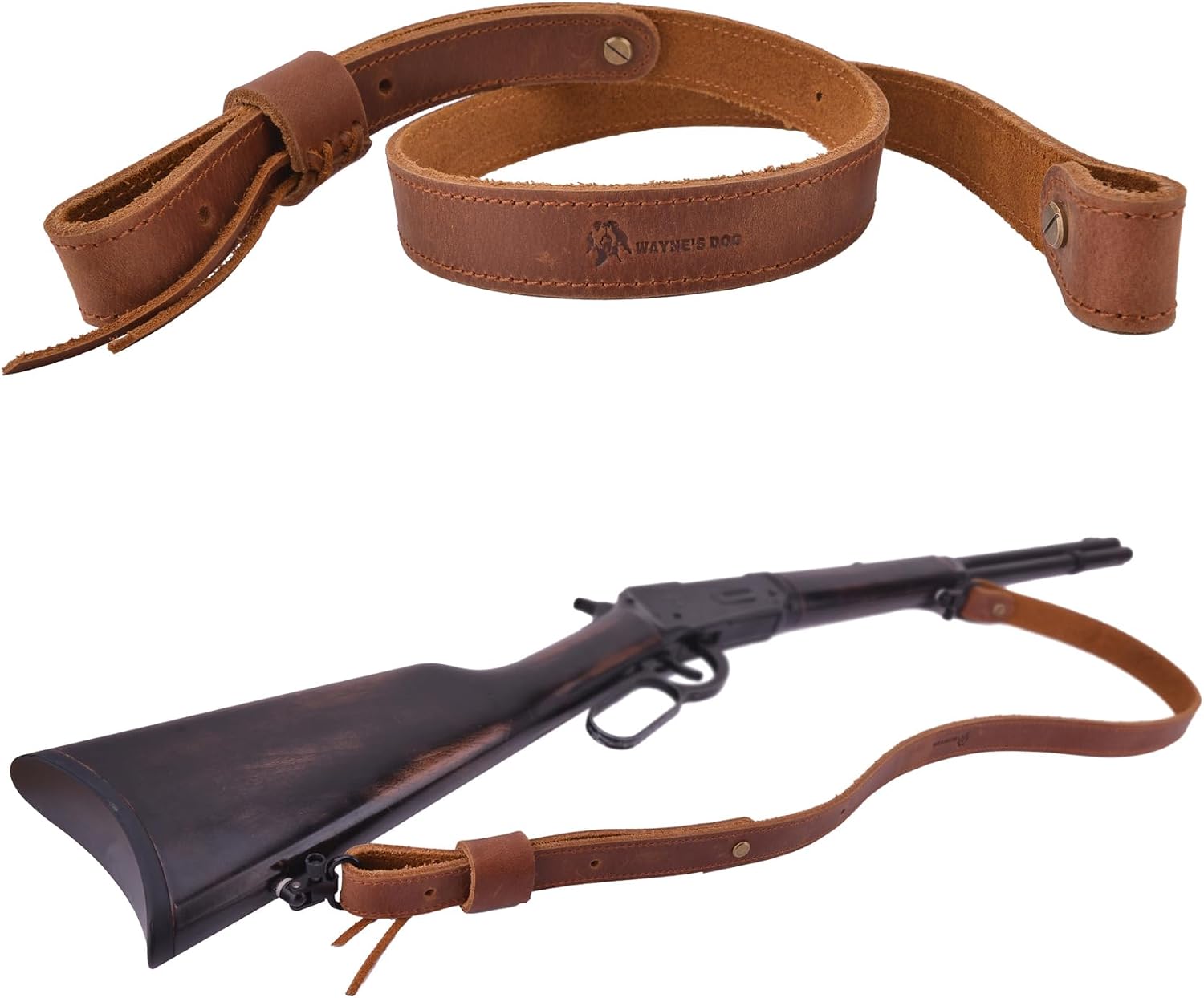 Crazy Horse Genuine Leather Rifle Gun Sling Ammo Shooting Shoulder Straps,Handmade 1" Wide