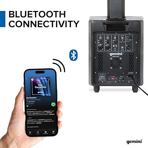 Miniatura 5 de Gemini Sound WRX-843 Audio Profesional Bluetooth 78" pulgadas de alto línea de columna Array PA Altavoces, 8" pulgadas subwoofer, 3000W W Clase D