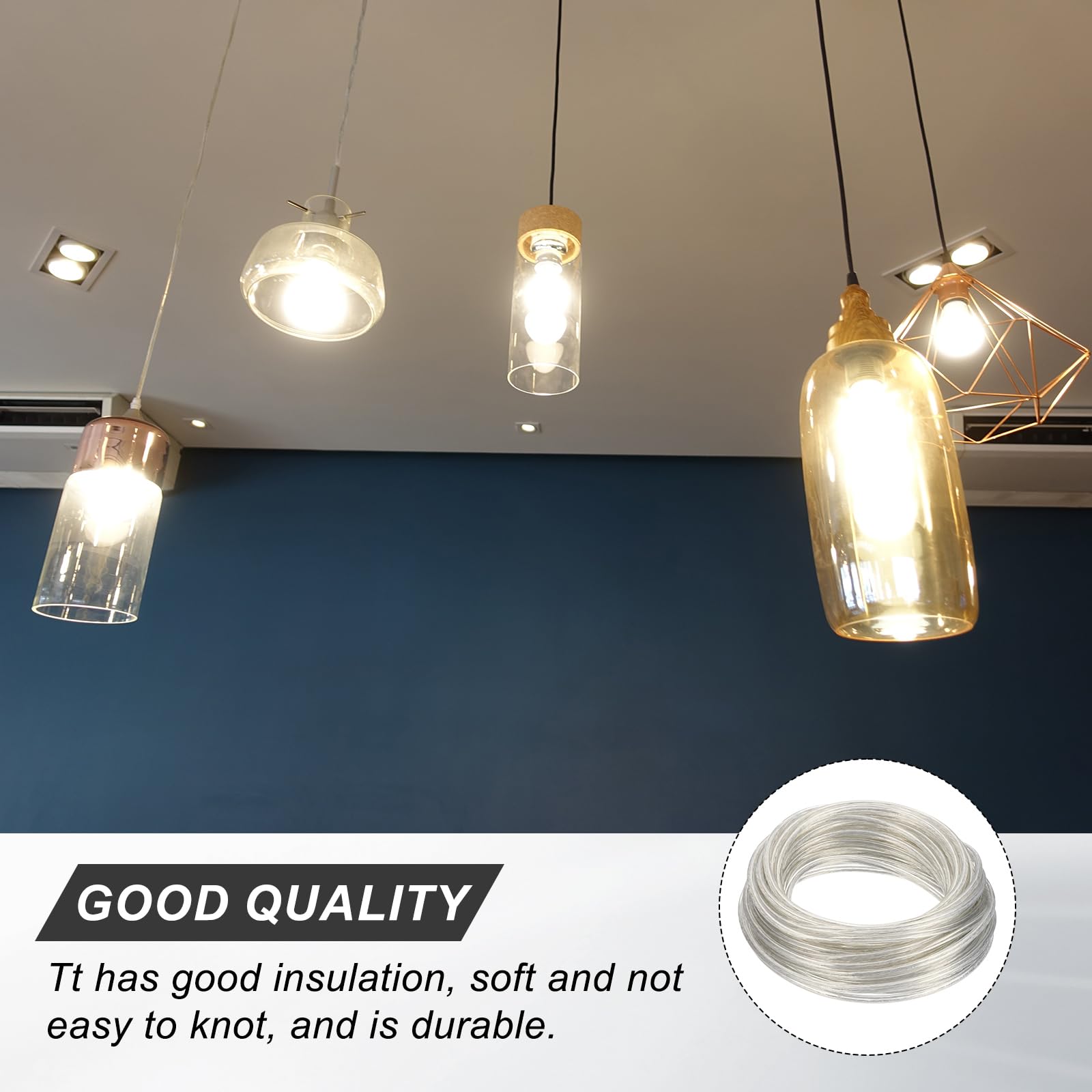 QUARKZMAN Cavo Elettrico Rivestito in PVC 2 Anime Guaina Alimentazione 18AWG 30m/98.4ft, Cavo Elettrico per Filo Lampada LED Cavo Audio rigo Altoparlante Trasparente