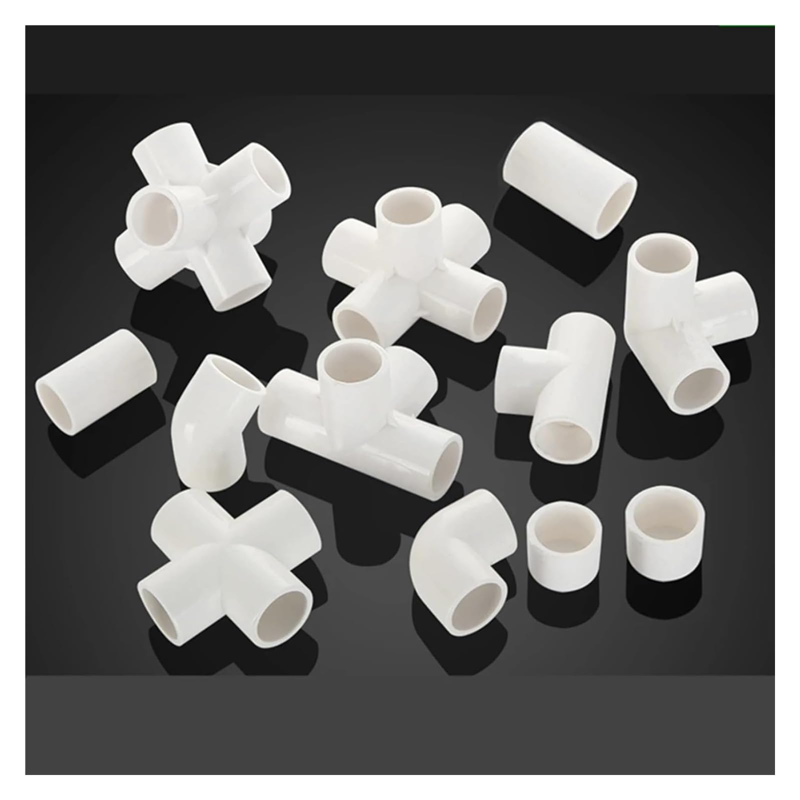 Conectores deslizantes de PVC para tuberías, Accesorios de tubería PVC Blanco for Agua, Bricolaje, 20-50mm, con Codo Recto, Cruz en T, 10 Uds(PVC Pipe,I.D 40mm)