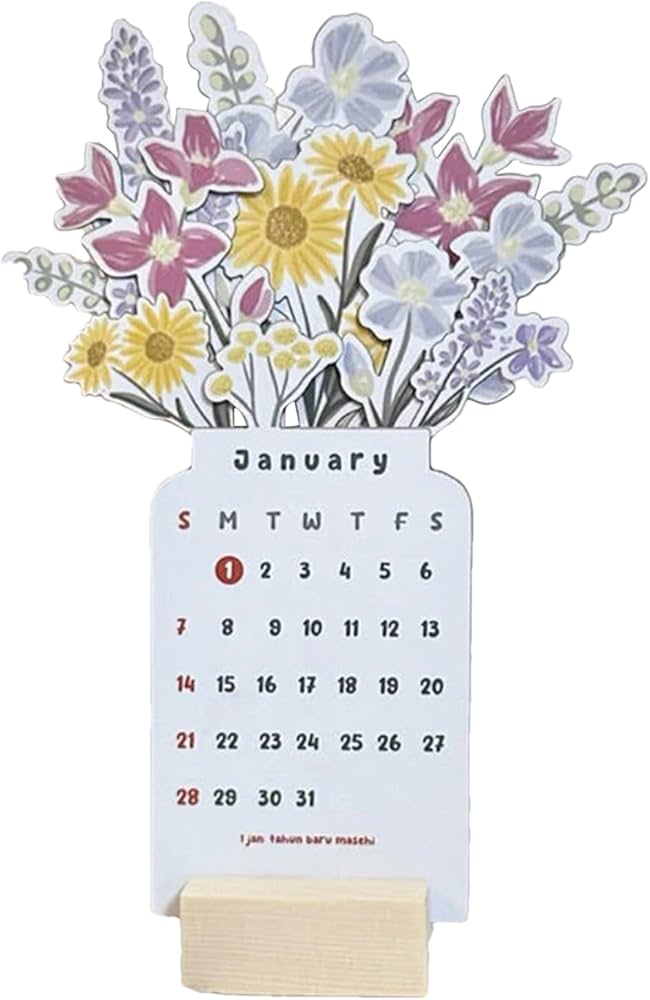 amazon-com-bloomy-flowers-desk-calendar-2024-beautiful-floral-calendar-with-wooden-base-creative-vase-shaped-monthly-calendars-flower-themed-desktop-planner-calendar-for-offices-home-decor-office-products