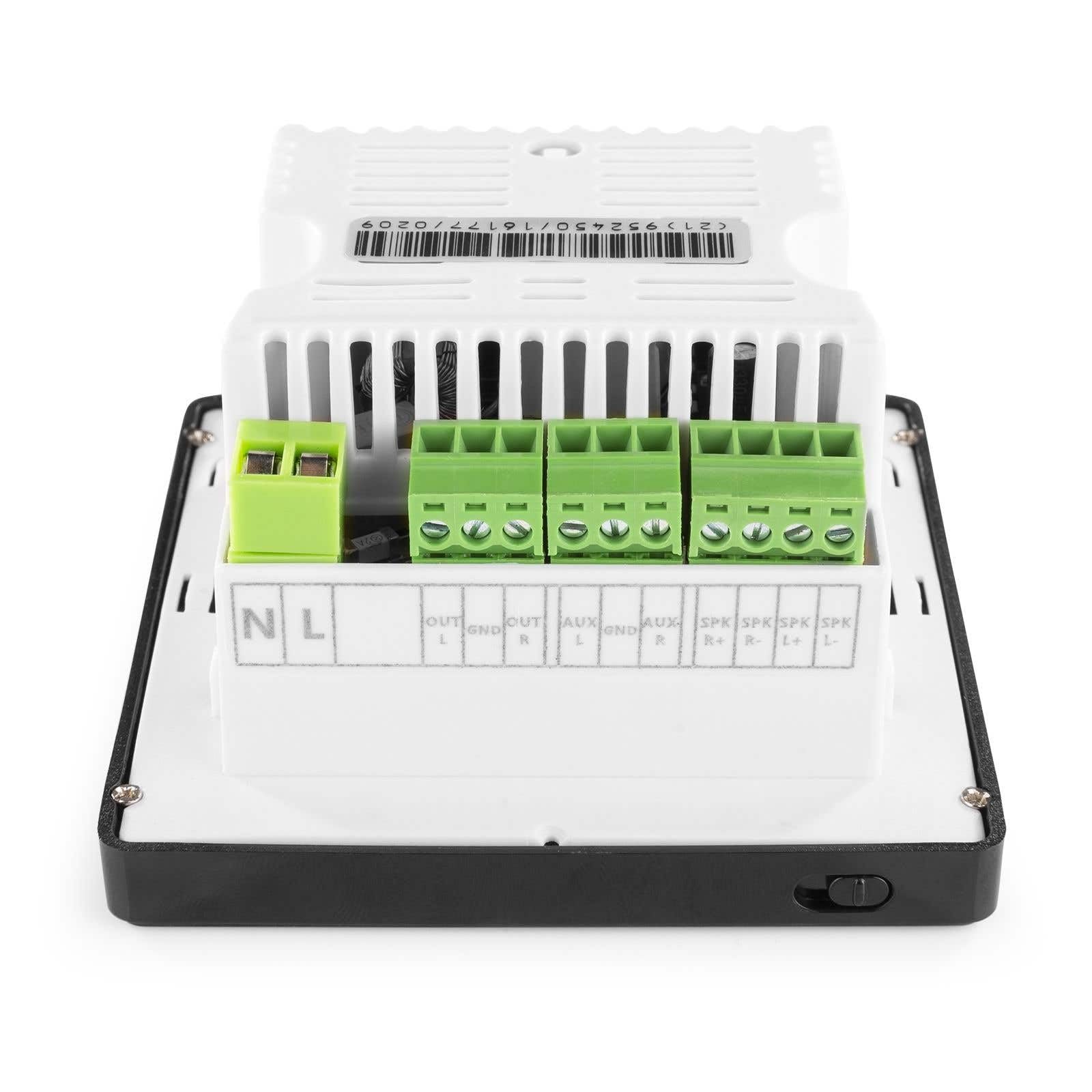 Power Dynamics Powerline A50BSET Kit Amplificador 2 x 20 W con Altavoces de Techo, Receptor inalámbrico Bluetooth, USB y Micro SD, Pantalla táctil, Incluye Mando a Distancia