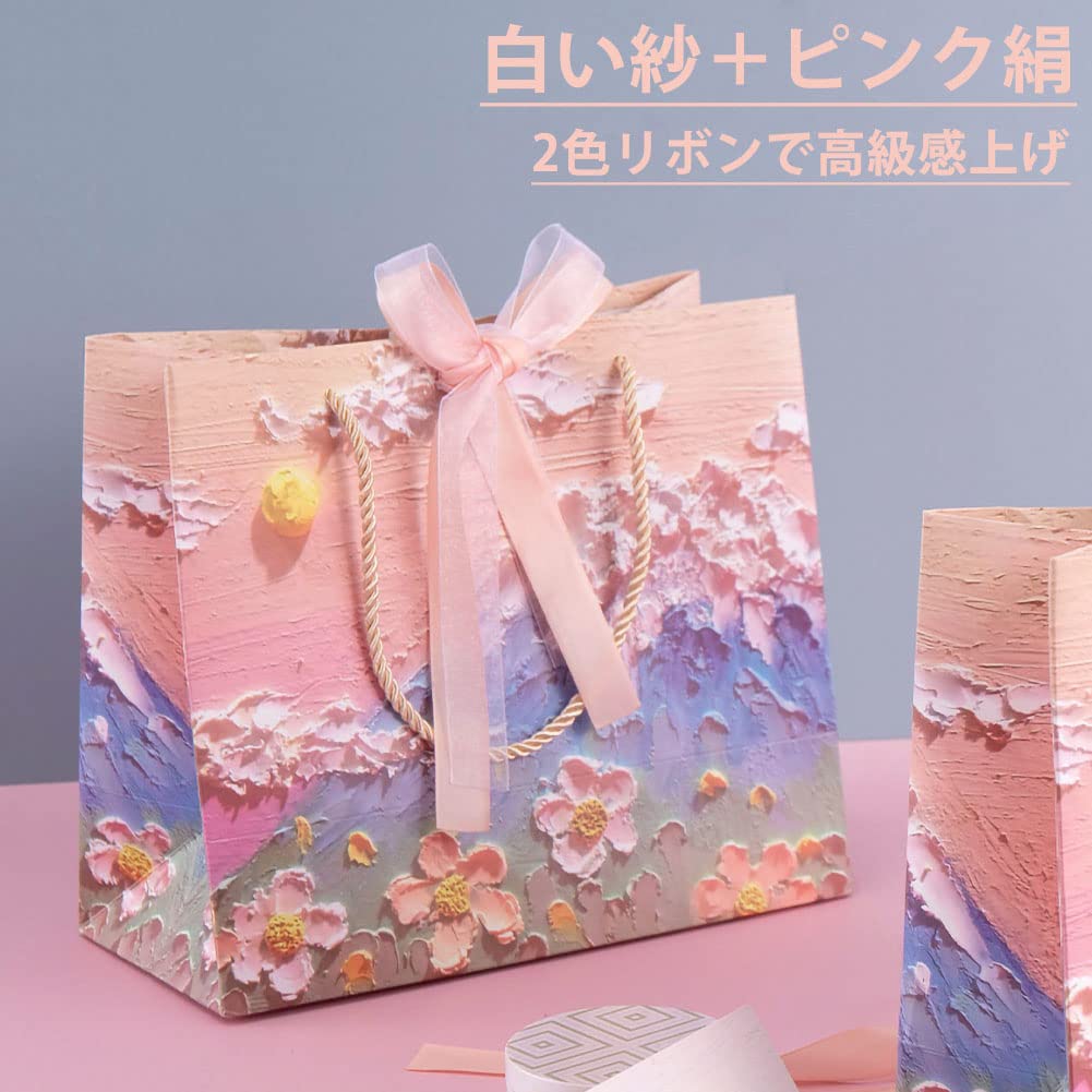 ＊*..優しいピンクローズを添えて...＊°..可愛い贈り物　ラッピング無料 Amazon | ラッピング 袋 ギフトバッグ ローズ柄 紙袋 3枚入 小 中 大