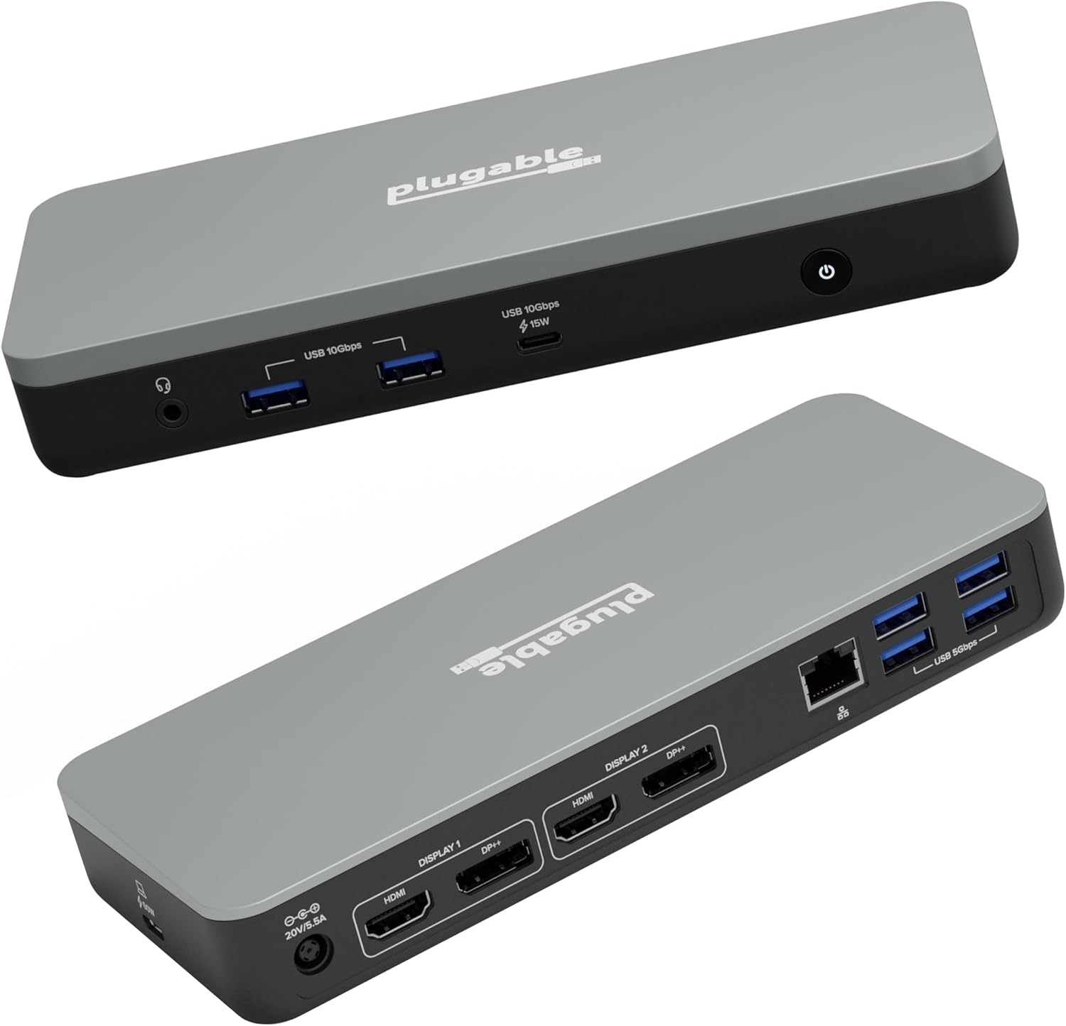 Plugable Docking Station USB C 12 en 1 Dual 4K, Carga 60W, para Chromebook y Windows