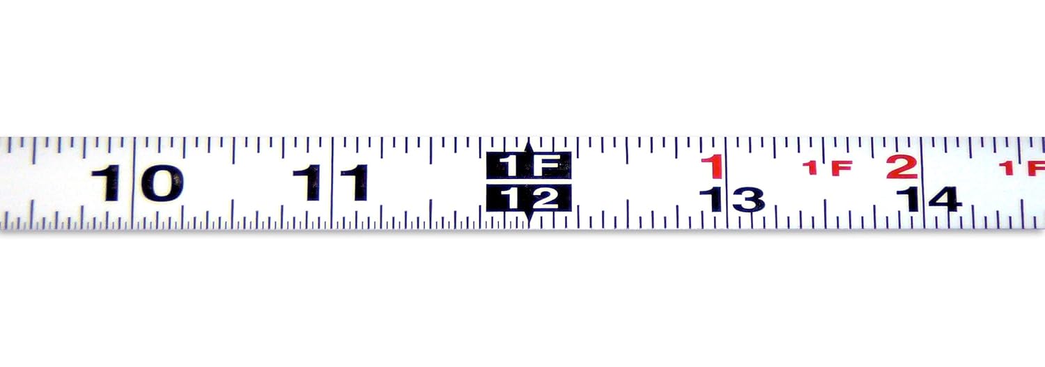 Metal Adhesive Backed Ruler – 1/2 Inch Wide X 12 Feet Long – Left to Right - Fractional - 1/16 Grads