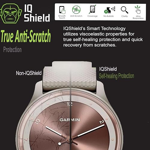 Miniatura 5 de IQShield Protector de pantalla compatible con Garmin Vivomove Sport (paquete de 6) de fácil instalación, ultra fino, antiarañazos, anti-burbujas,