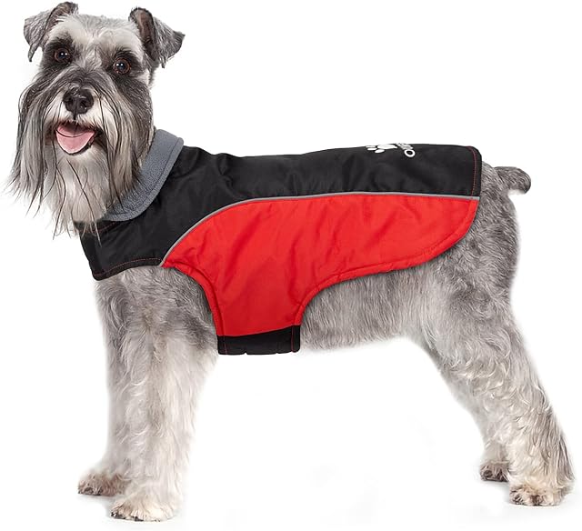 IREENUO Dog Coat, Waterproof Dog Rain Coat for Small Medium Dog, Warm Dog Clothes Winter Coats & Jackets with Fleece and Reflective Strips (S)