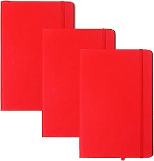 Notebook de couro sintético,ERYUE 3 unidades de couro sintético A6 diário escrito caderno elástico papel forrado material de escritório escolar (vermelho),Notebook de couro sintético
