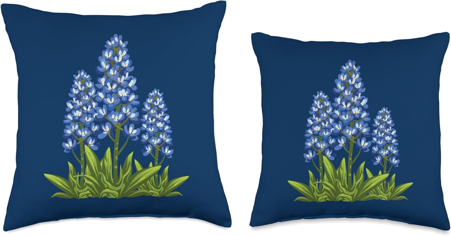 Bluebonnet Texas Spring Flower Field Texas Wildflower Season Throw Pillow