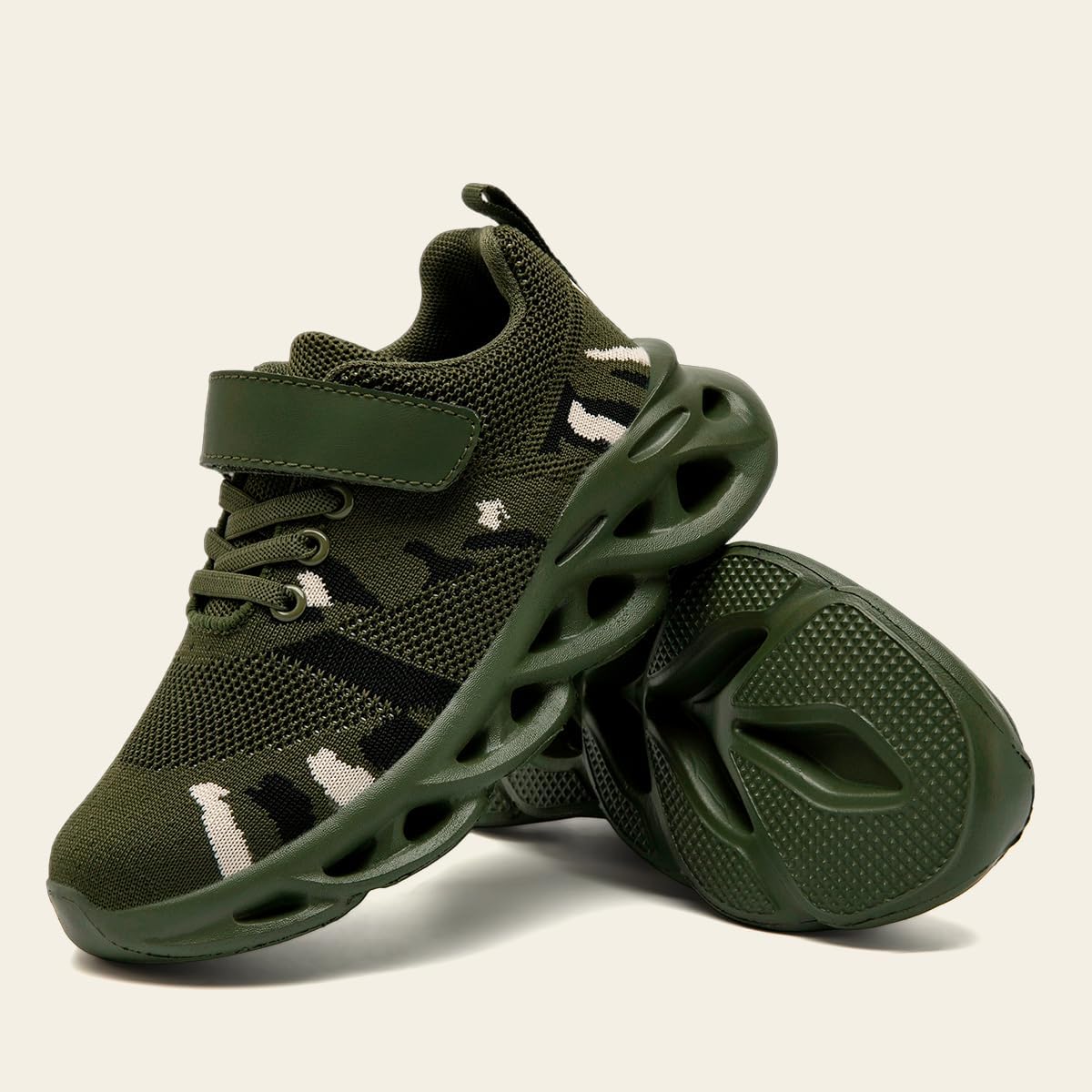 Kids Camo Sneakers for Boys – Lightweight Mesh Athletic Shoes with Hook & Loop Closure, Non-Slip Sole, Breathable Running & Walking Shoes for Little Kid, Big Kid