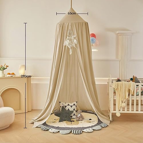 Miniatura 6 de Bunnikins & Clover Toldo de cama para decoración de dormitorio de niñas y niños, mosquitera de cúpula redonda para cuna, juego de castillo de
