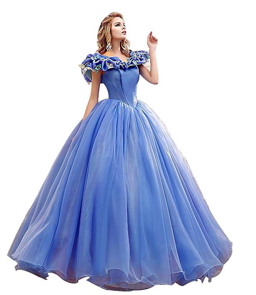 Women's Off Shoulder Quinceanera Ball Gowns Masquerade Princess Long Prom Formal Evening Party Dress