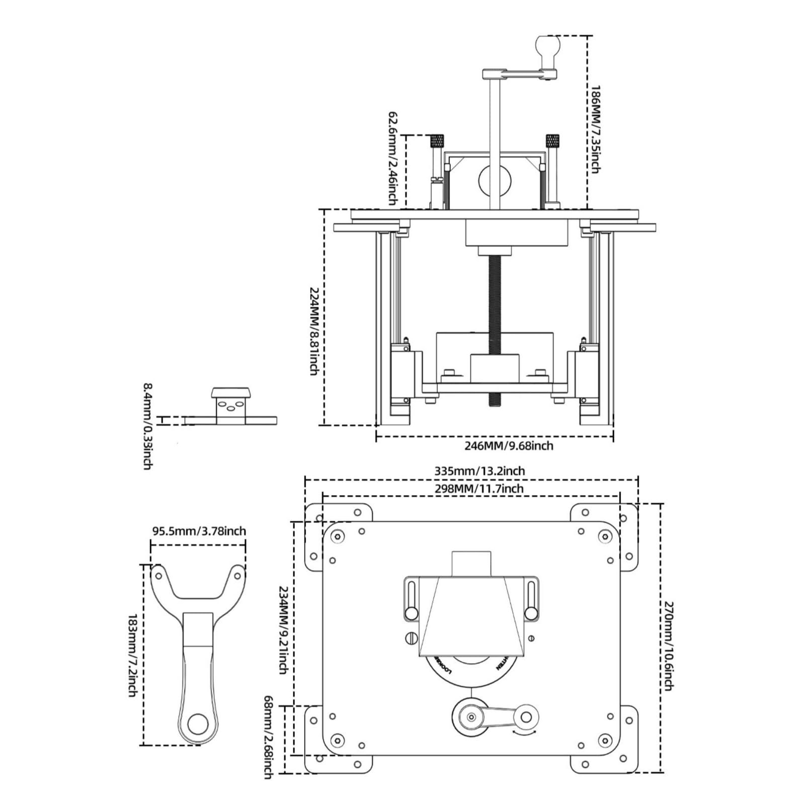 MagiDeal Elevador Fresadora Estable Compatible, Placa Inserción para Fresadora, Rígido, Placa Inserción con Ranura Rectangular, Bricolaje