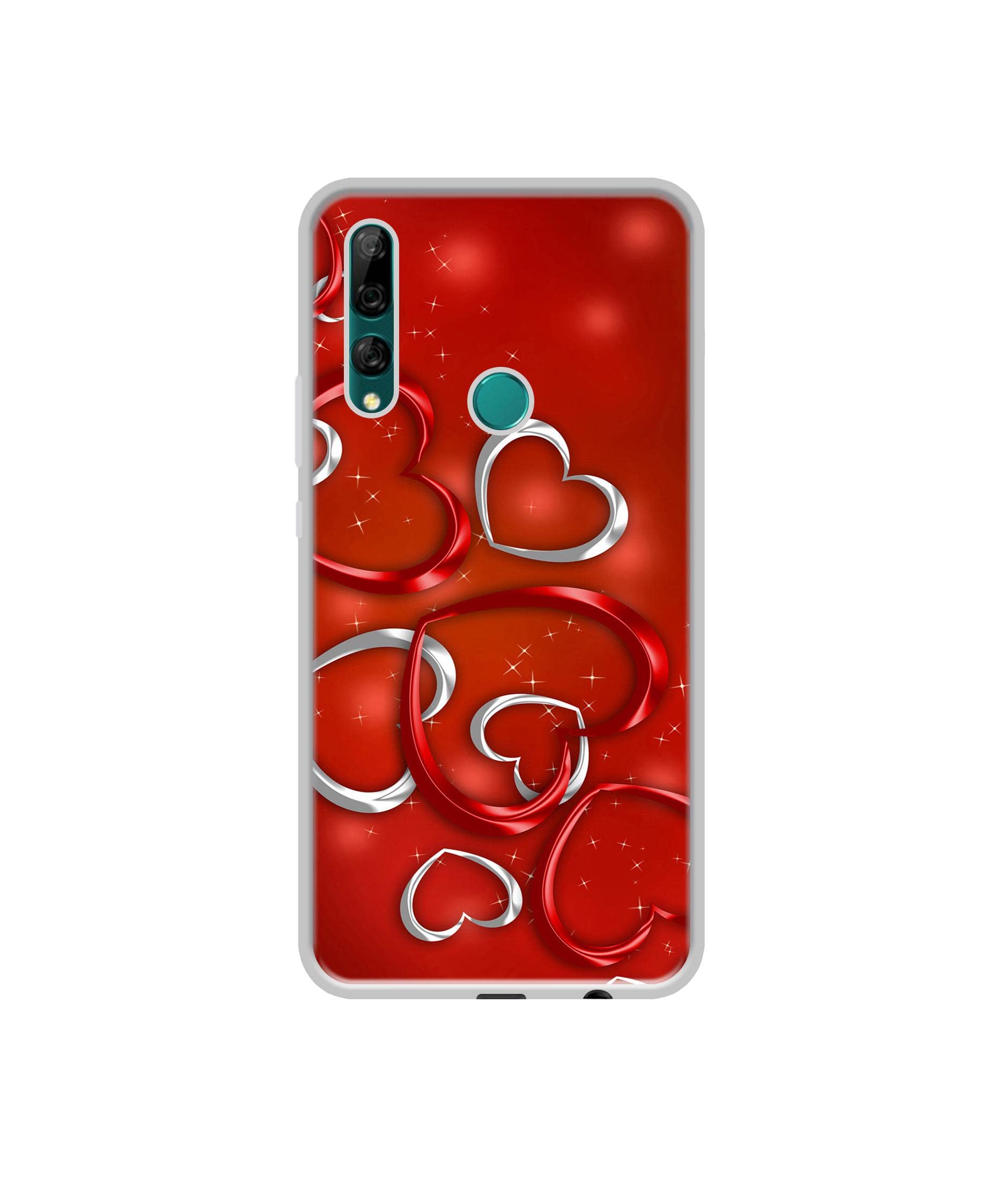 Casotec Hearts Design Printed Silicon Soft TPU Back Case Cover for Huawei Y9 Prime 4G