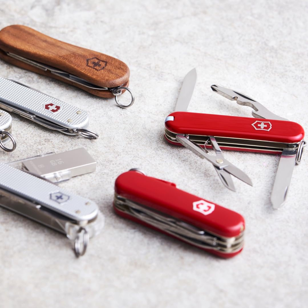 Victorinox Super Tinker, Navaja multiusos suiza con 14 funciones, incluyendo tijeras y destornillador Phillips, Rojo, Caja Plegable