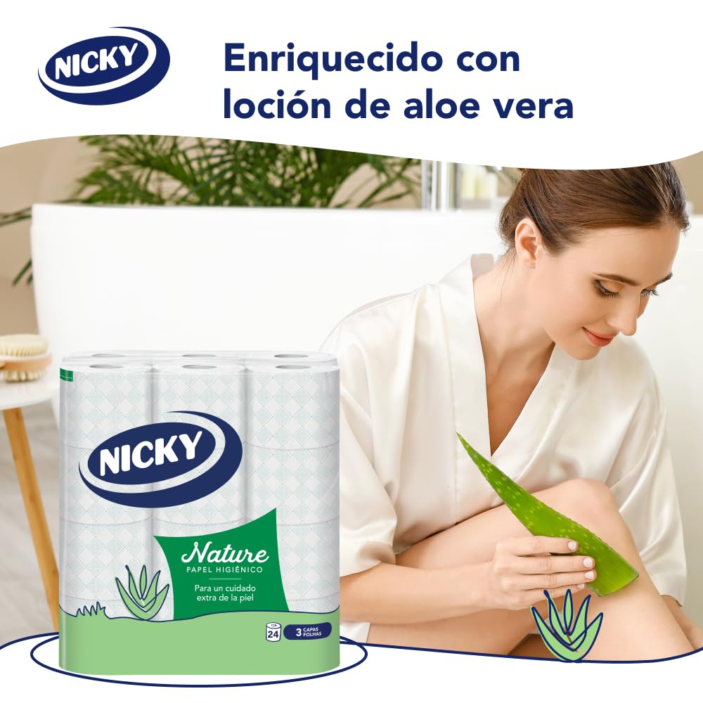 Nicky Nature - Confezione da 72 rotoli, 170 fogli a 3 strati, comodi e morbidi con la pelle, imballaggio riciclabile, cellulosa pura al 100%, certificazione FSC