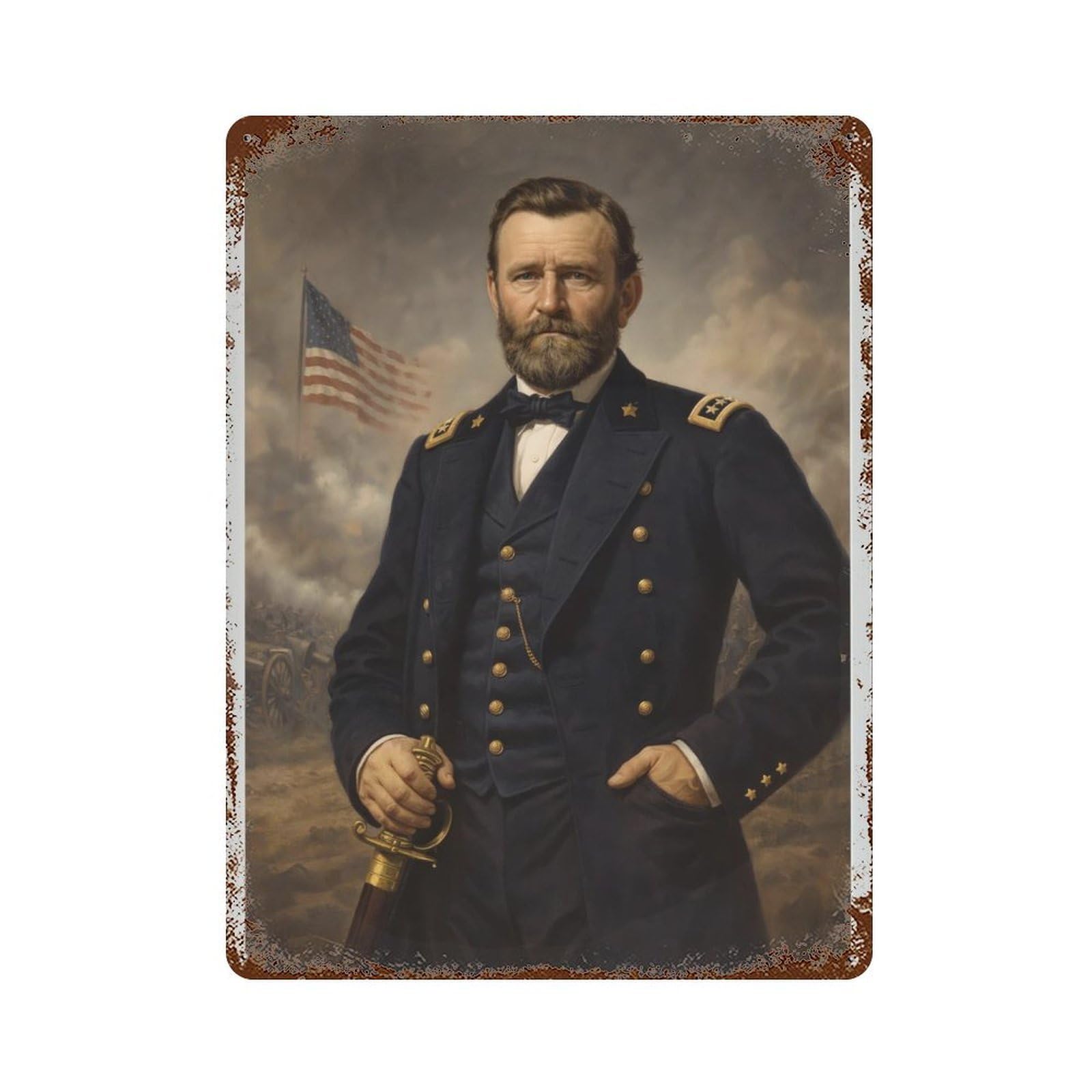 xiaoxiaoshen President Ulysses S. Grant Poster, Civil War General, Vintage Portrait, Wall Decor Art Metal Tin Poster Modern Home Decor Art Home Bar Shop Decorations Vintage Sign 40x30cm