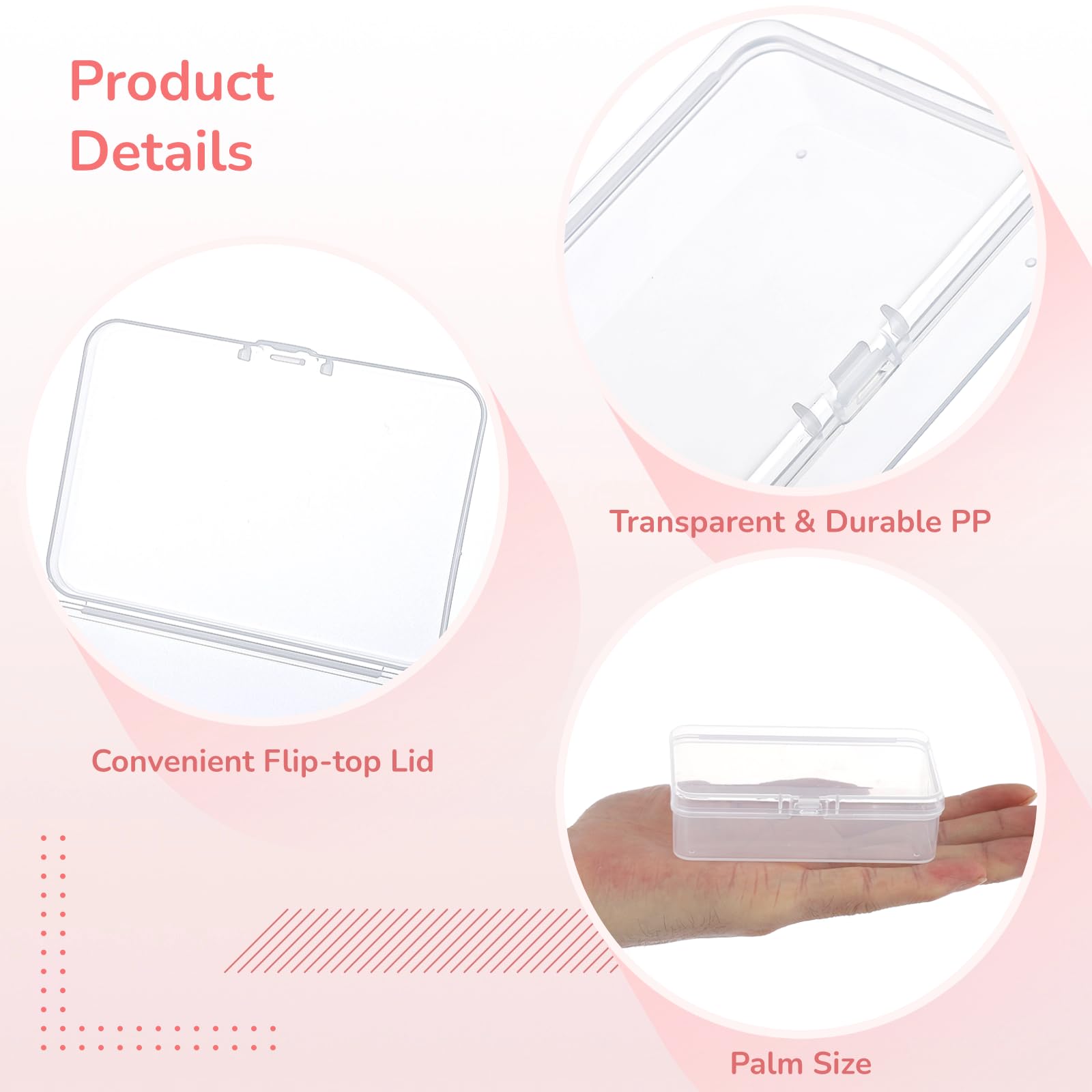 BATTIPAW 6er Set Haargummi-Organizer – Transparente Aufbewahrungsboxen, Rechteckig Mit Deckel