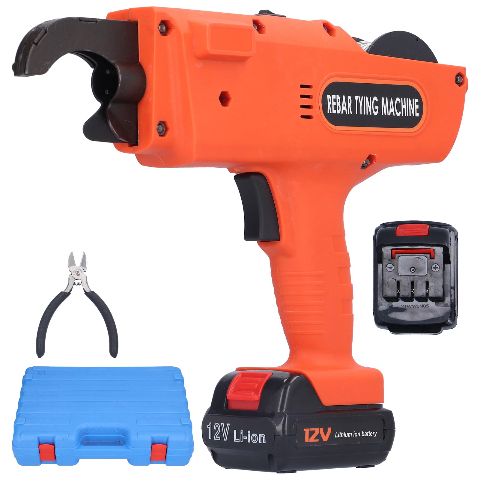 Bindungsmaschine, 8-34 Mm Handheld Automatic Electric Stahlstahl Stahl-Waffenstange Bindewerkzeug, Schnurloser Verstärk (EU-Stecker Einzelne Batterie)