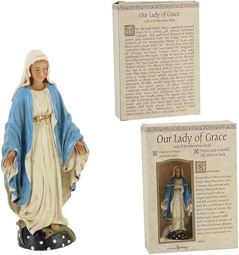 Figura religiosa romana de Nuestra Señora de Gracia Patrones y Protectores Virgen María de 3.5 pulgadas