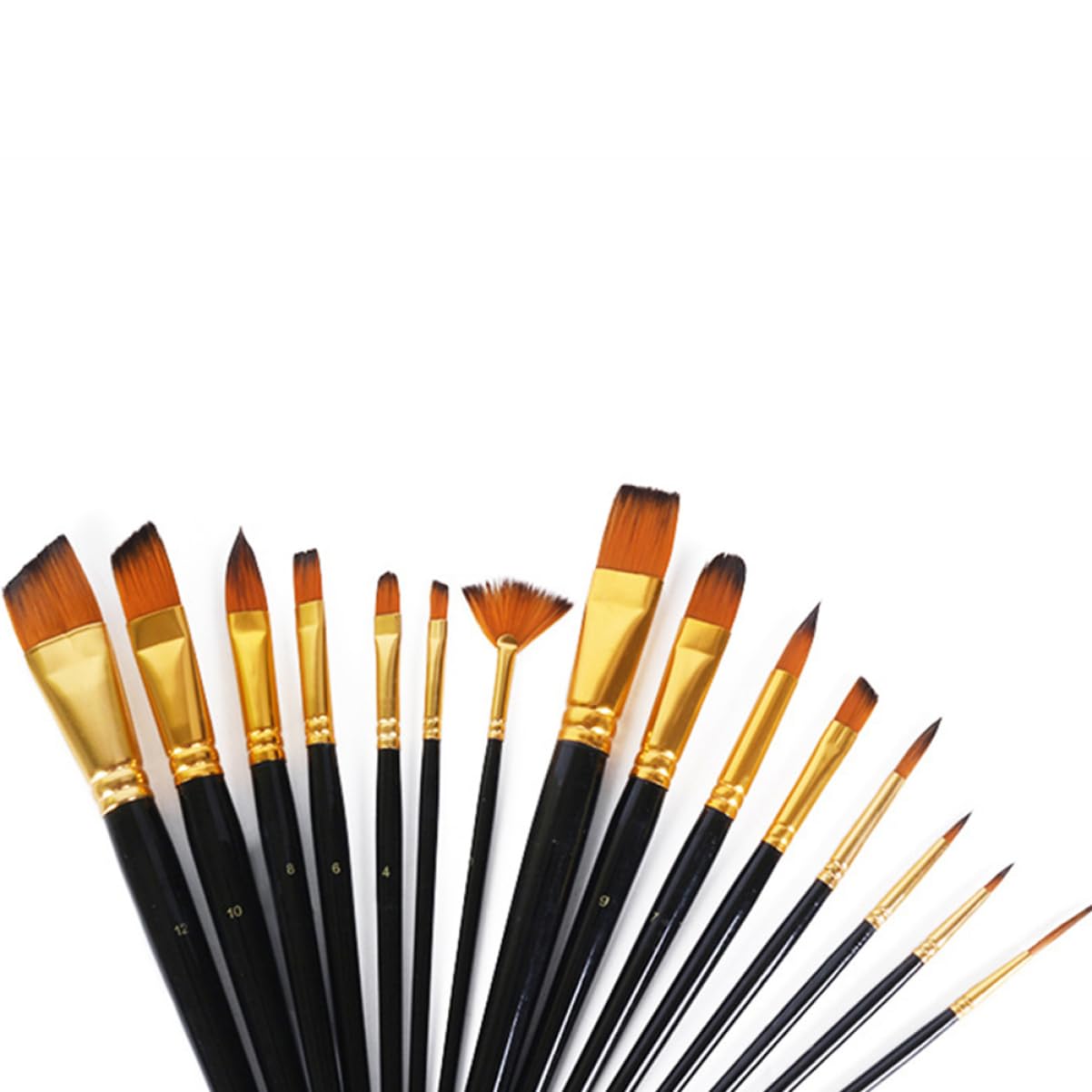 Juego de Pinceles de Arte para Pintar, 16 Piezas, Negro